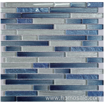 Mix blue and white laminated glass mosaic tile